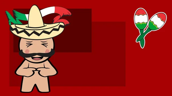 Funny Mexican Character Cartoon Background Mexican Hat Vector Format — Wektor stockowy