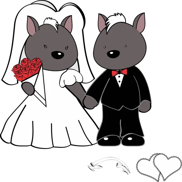 Married Xoloitzcuintle Couple Cartoon Set Illustration Vector Format — Stok Vektör