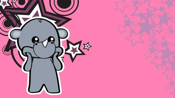 Chibi Kid Rhino Sticker Cartoon Background Poster Illustration Vector Format — Stockvektor