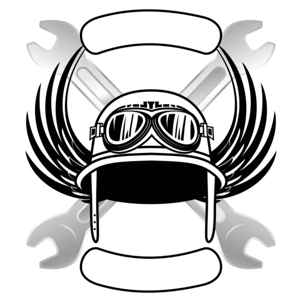 Biker Crest Insignia Tattoo Helmet Illustration Sticker Vector Format — ストックベクタ