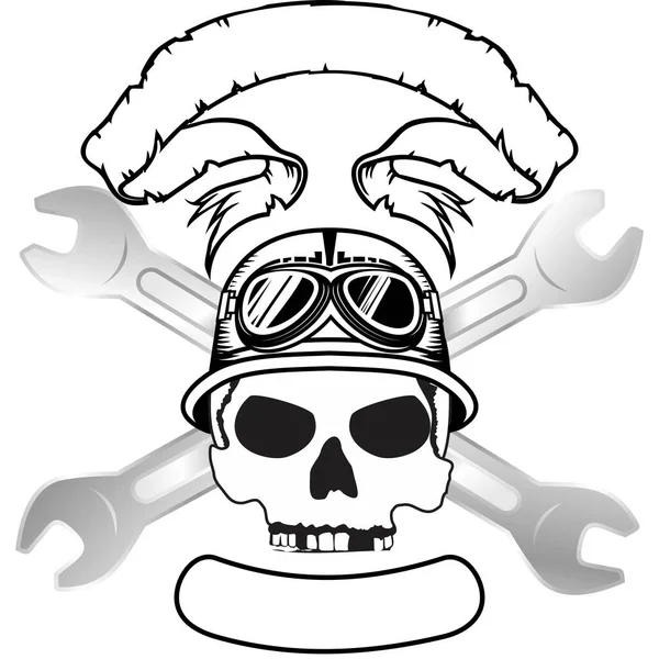 Biker Helmet Skull Crest Tattoo Helmet Illustration Vector Format — Stock Vector