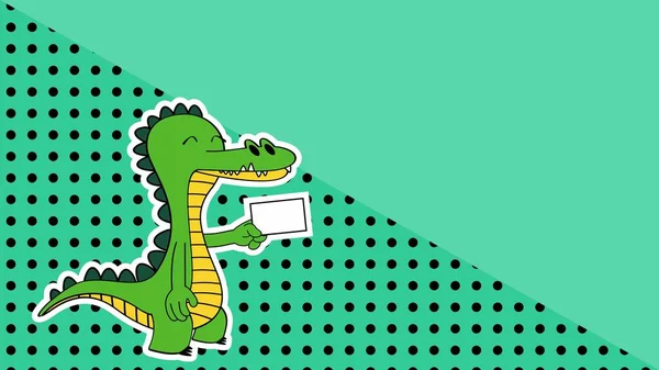 Card Crocodile Character Cartoon Sticker Background Illustration Vector Format — Archivo Imágenes Vectoriales