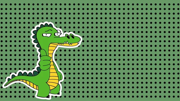 Flirty Crocodile Character Cartoon Sticker Background Illustration Vector Format — Archivo Imágenes Vectoriales