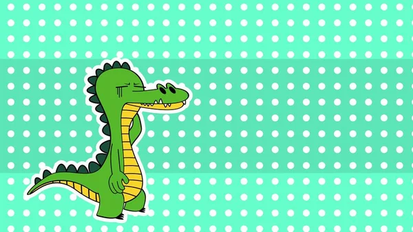 Ashamed Crocodile Character Cartoon Sticker Background Illustration Vector Format — Vetor de Stock
