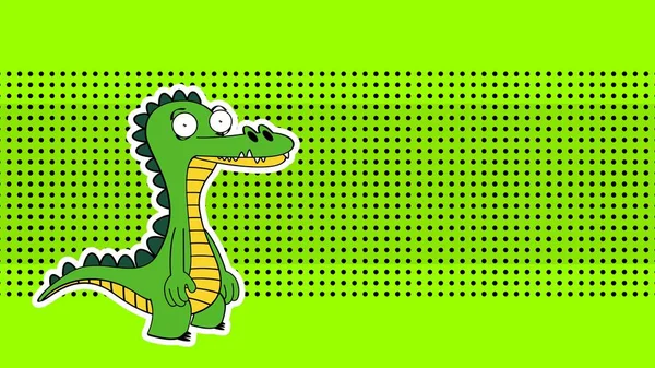 Funny Crocodile Character Cartoon Sticker Background Illustration Vector Format — Archivo Imágenes Vectoriales