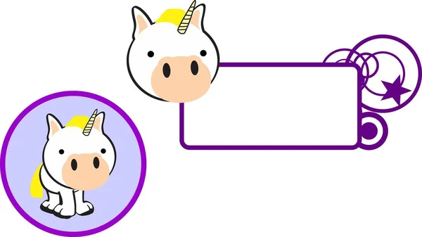 Cute Standing Unicorn Character Cartoon Sticker Billboard Set Illustration Vector — Image vectorielle