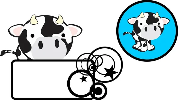 Cute Standing Cow Character Cartoon Sticker Billboard Set Illustration Vector — Image vectorielle