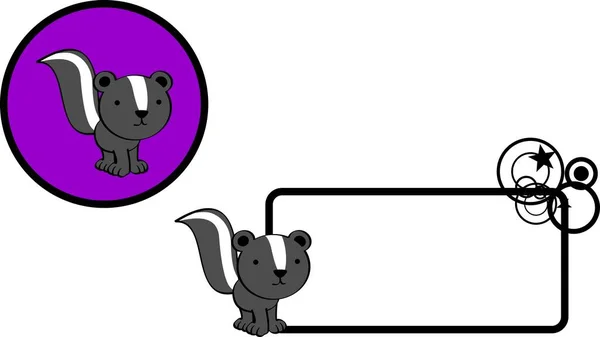 Cute Standing Skunk Character Cartoon Sticker Billboard Set Illustration Vector — Stock vektor