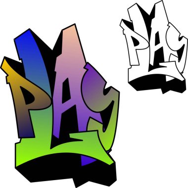 graffiti colorful text cartoon illustration in vector format