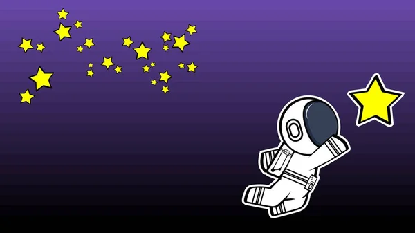 Spaceman Cartoon Sticker Poster Background Illustration Vector Format — Stock Vector
