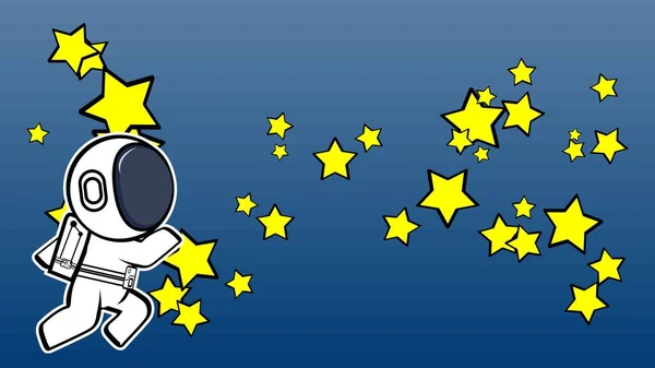 Spaceman Character Cartoon Sticker Poster Background Illustration Vector Format — Stockvektor
