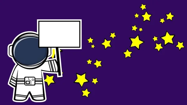 Billboard Spaceman Character Cartoon Sticker Poster Background Illustration Vector Format — Stockvektor