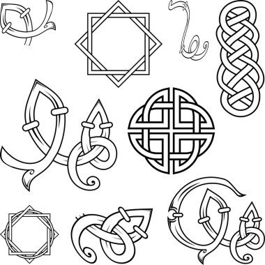 isolated celtic icons set pack tattoo collection in vector format