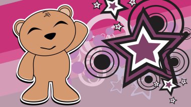 happy brown teddy bear character cartoon background in vector format