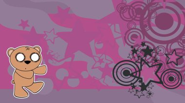 hollow brown teddy bear character cartoon background in vector format