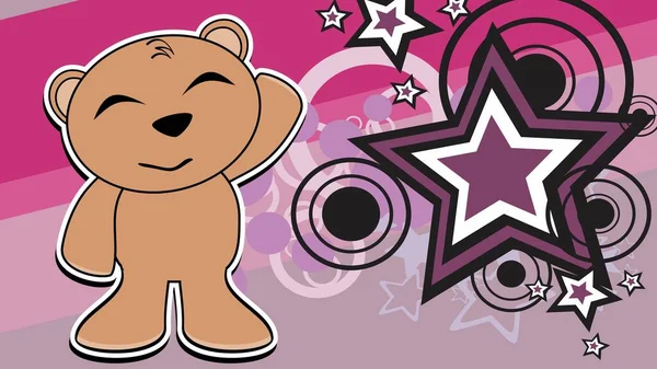Happy Brown Teddy Bear Character Cartoon Background Vector Format — Stockvector