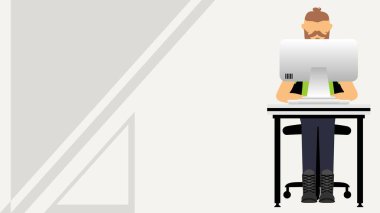 person working on computer muckup illustration background in vector format