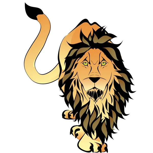 Λιοντάρι Τατουάζ Απομονωμένη Εικόνα Πολύχρωμο Σχέδιο Μορφή Διάνυσμα — Διανυσματικό Αρχείο