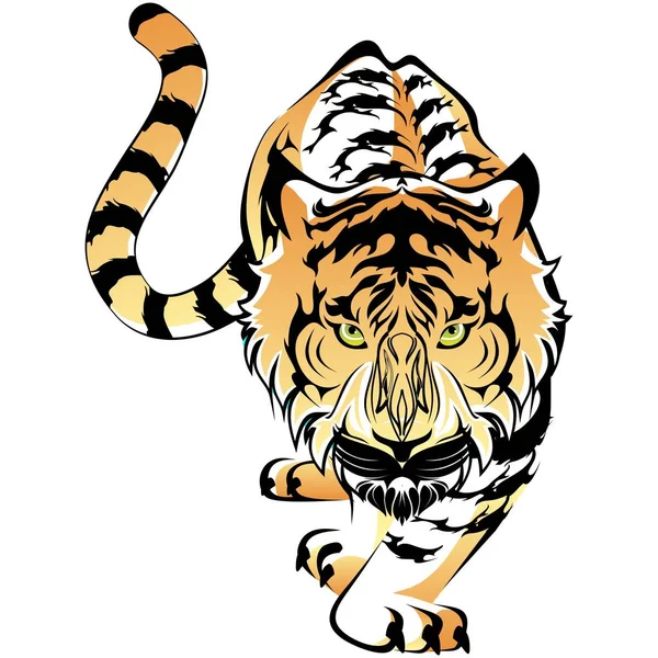 Ізольований Тигр Татуювання Ілюстрація Барвистий Дизайн Векторному Форматі — стоковий вектор
