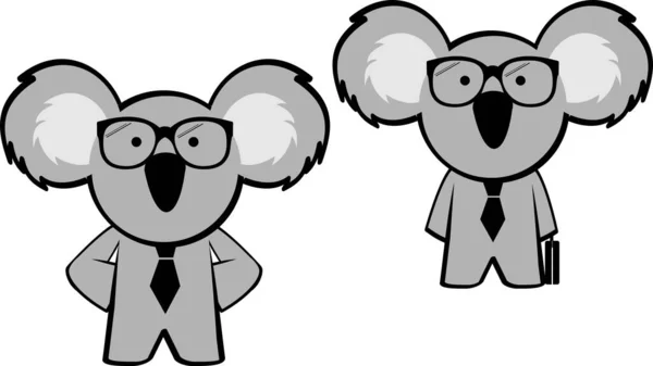 Chibi Koala Cartoon Business Set Illustration Vector Format — Image vectorielle