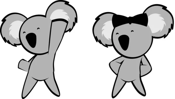 Funny Chibi Koala Cartoon Set Illustration Vector Format — Image vectorielle