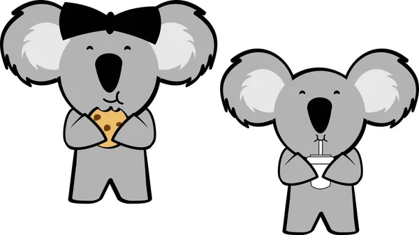Cute Chibi Koala Cartoon Set Illustration Vector Format — Image vectorielle