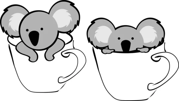 Kawaii Chibi Koala Cartoon Set Illustration Vector Format — Image vectorielle