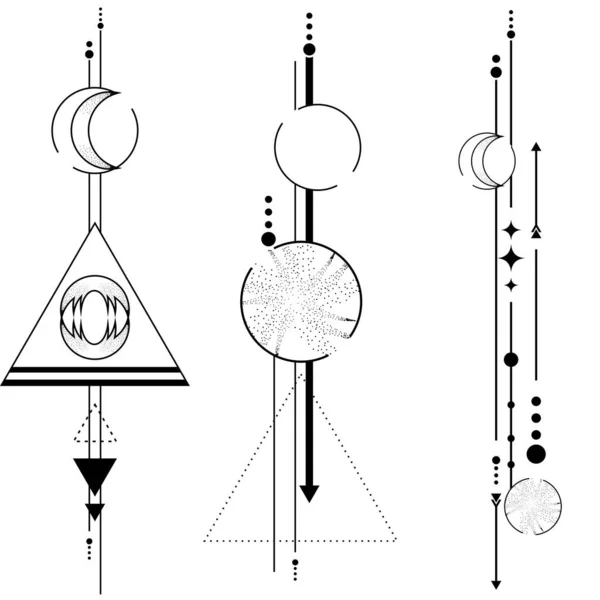 Иллюстрация Коллекции Татуировок Геометрических Линий Векторном Формате — стоковый вектор