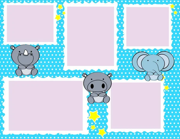 picture frame baby animals cartoon illustration background in vector format