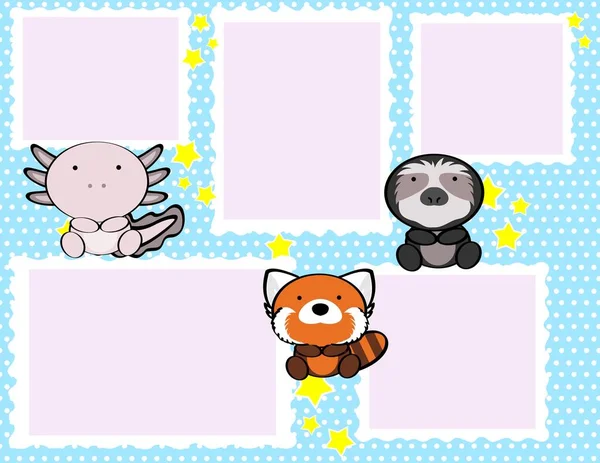 album frame baby animals cartoon illustration background in vector format