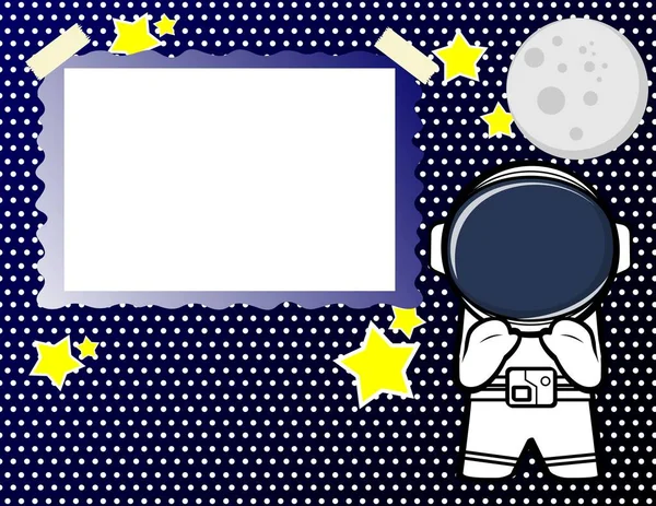 Chibi Astronaut Kid Cartoon Picture Frame Album Illustration Hintergrund Vektorformat — Stockvektor