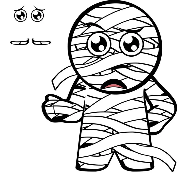 Chibi Mummy Personaggio Cartone Animato Halloween Set Illustrazione Formato Vettoriale — Vettoriale Stock