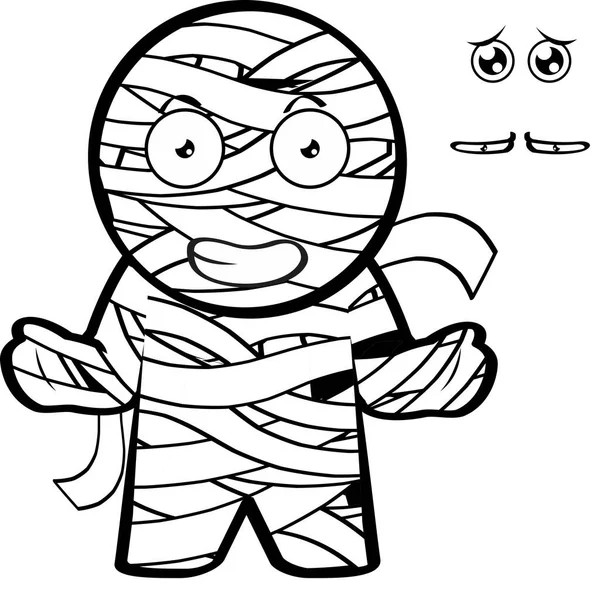 Divertente Personaggio Mummia Cartone Animato Halloween Set Illustrazione Formato Vettoriale — Vettoriale Stock