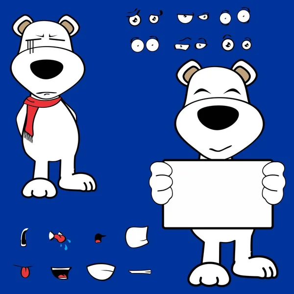 Cute Polar Bear Character Cartoon Kawaii Expressions Set Vector Format — Stock Vector
