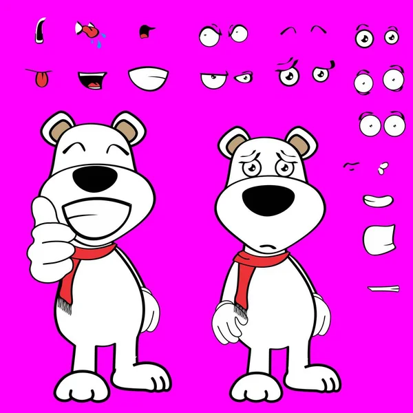 快乐北极熊人物形象卡瓦伊表达式集矢量格式 — 图库矢量图片