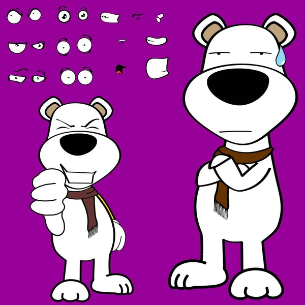Scontroso Piedi Orso Polare Personaggio Cartone Animato Kawaii Espressioni Impostate — Vettoriale Stock
