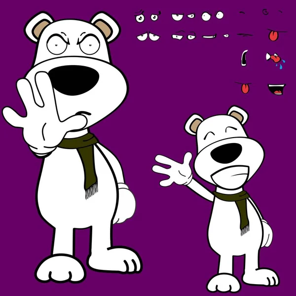 易怒的站立北极熊人物形象卡瓦伊表达式集矢量格式 — 图库矢量图片