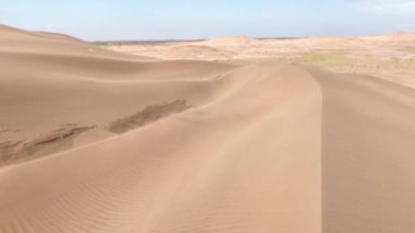 Büyük bir kumuldan esen kum çok rüzgarlı bir günde.