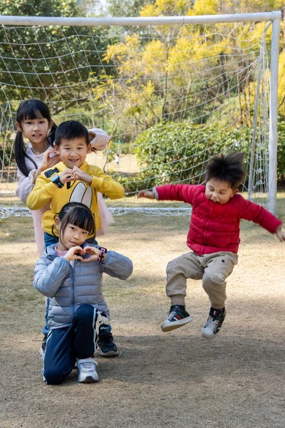 Little Friends Playing Together Park — Stock Photo, Image