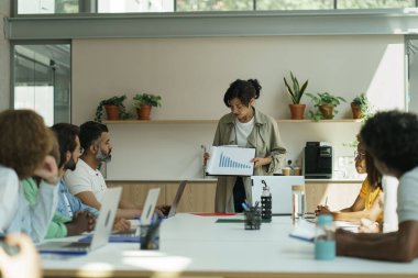 Kadın patron çeşitli grup toplantılarında çalışanları azarlıyor, kadın yönetici takım lideri şirket brifinginde kötü mali sonuçtan dolayı astlarını azarlıyor.