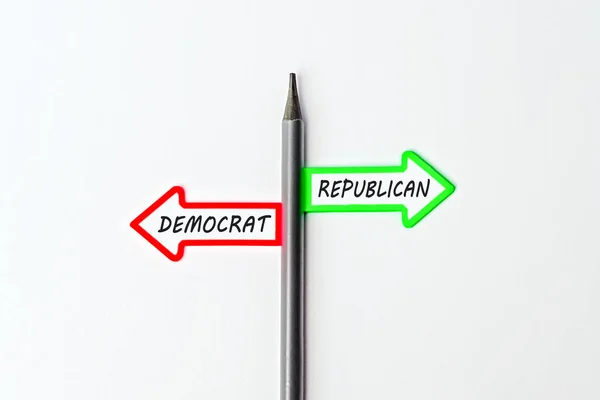 Demócrata Republicano Flecha Roja Flecha Verde Con Texto Demócrata Republicano — Foto de Stock