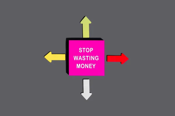 Σταματήστε Σπατάλη Χρημάτων Έννοια Του Κειμένου Για Κολλώδη Σημείωση Ροζ — Φωτογραφία Αρχείου