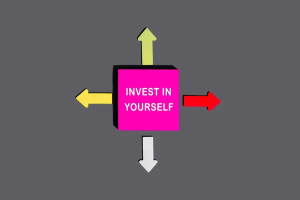 Invest Yourself Concept Text Sticky Note Pink Square Sticky Note — Stock Photo, Image