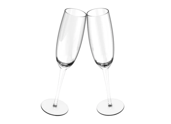 Rostningsglas Två Eleganta Champagneglas Ett Par Champagneglas Stickglas Rostat Bröd — Stockfoto
