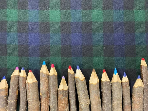 Viele Buntstifte Reihten Sich Hintereinander Farbstifte Kunst Und Bildung Hintergrund — Stockfoto