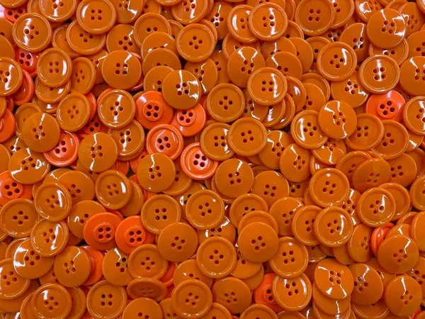 Orangefarbene Knöpfe Für Kleidung Sammlung Von Ersatzkleidungsknöpfen Knöpfe Nähen Knöpfe — Stockfoto