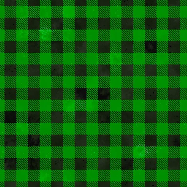 Buffalo plaid aquarelle tartan bûcheron motif sans couture. Textile fond sans couture. Carrés géométriques, rayures noires sur fond vert pour tissu, décoration, scrapbooking, papier numérique — Photo