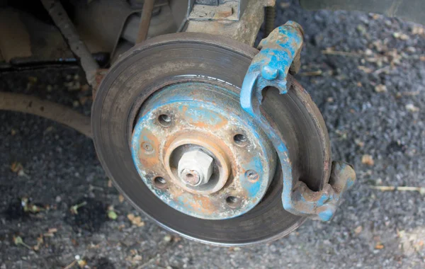 Disc Brake Vehicle Repair Process New Tire Replacement Car Brake — Stockfoto