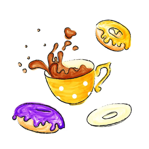 Coffee Mug Sketching Style — Stock Vector