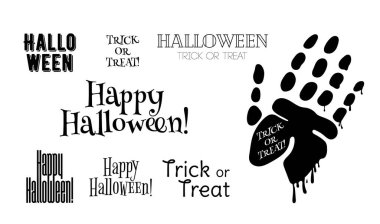 Büyük Cadılar Bayramı tipografisi. Tatil kartı tasarımı için ürkütücü ifadeler ve el ilanları. Modern Cadılar Bayramı hat vektörü.